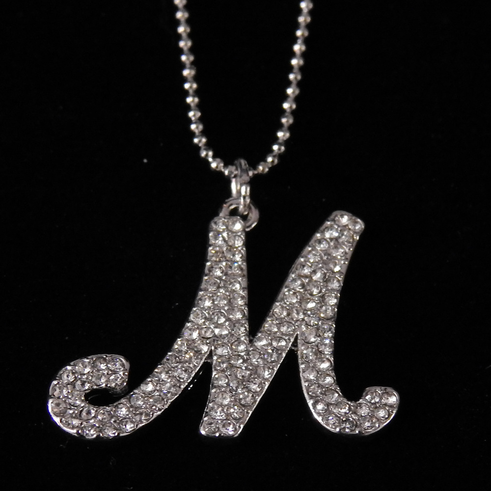 NWT silver Initial necklace crystal M NYCON7-M
